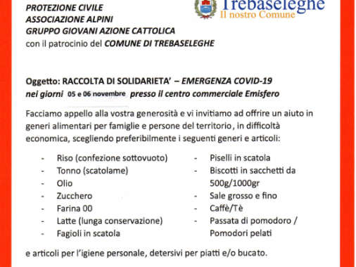 Raccolta di solidarietà Caritas- emergenza covid-19