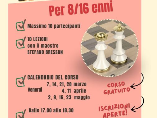 Nuovo corso avanzato di scacchi per ragazzi dagli 8 ai 16 anni