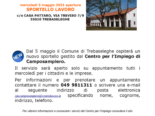 Apertura Sportello di Veneto Lavoro