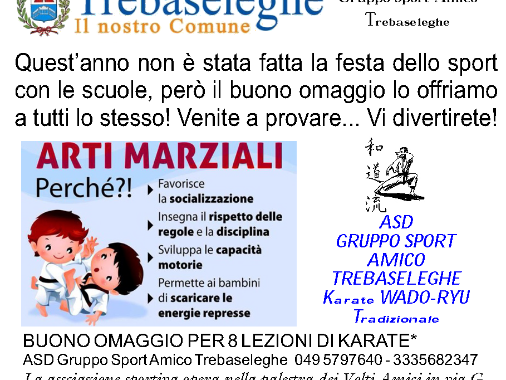 Gruppo sport Amico Trebaseleghe: corsi di Karate Wado-Ryu Tradizionale!